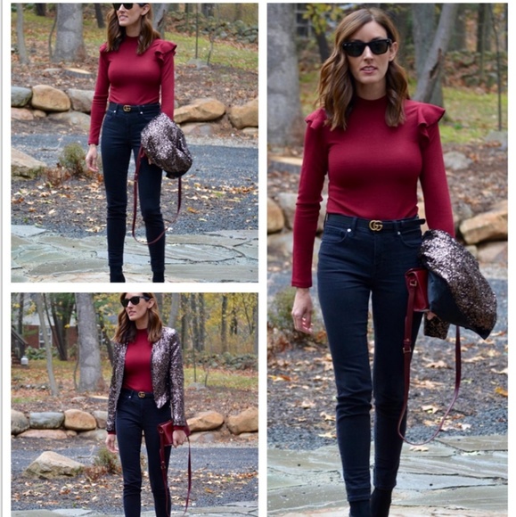 LAST S!!! Mock neck ruffle sleeves bodysuit. - Picture 8 of 8